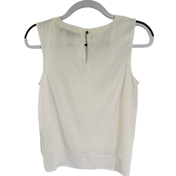 Apt 9 Ivory Swiss Dot Semi Sheer High Neck Sleeveless Womens Blouse Size Medium - Picture 9 of 9